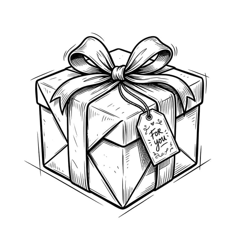 Icon Kado gaya Line Art, dibuat dengan Iconnih