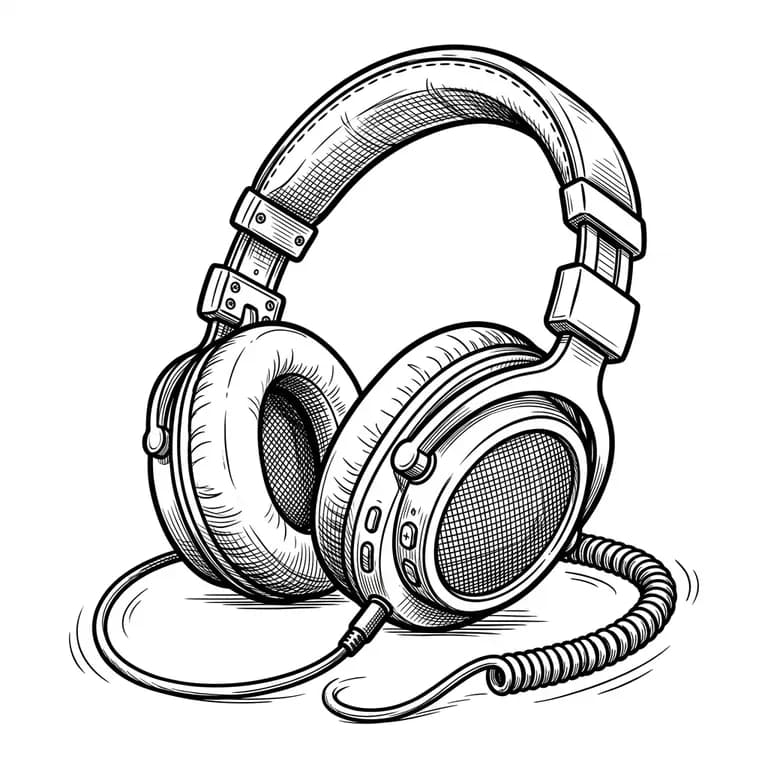 Icon Headphone gaya Line Art, dibuat dengan Iconnih
