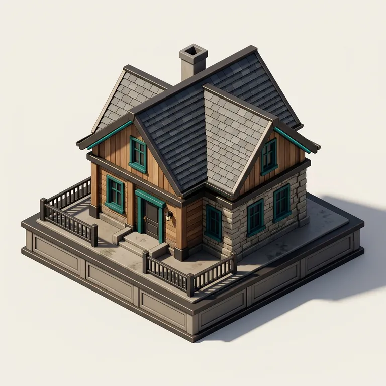 Icon Rumah gaya Isometric 3D, dibuat dengan Iconnih